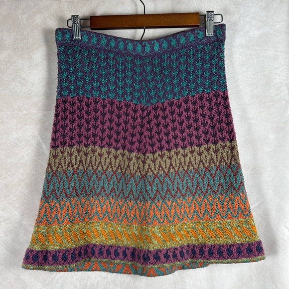 Peruvian Connection Patterned Women's Knit Pima Cotton Skirt Small A-line Flowy